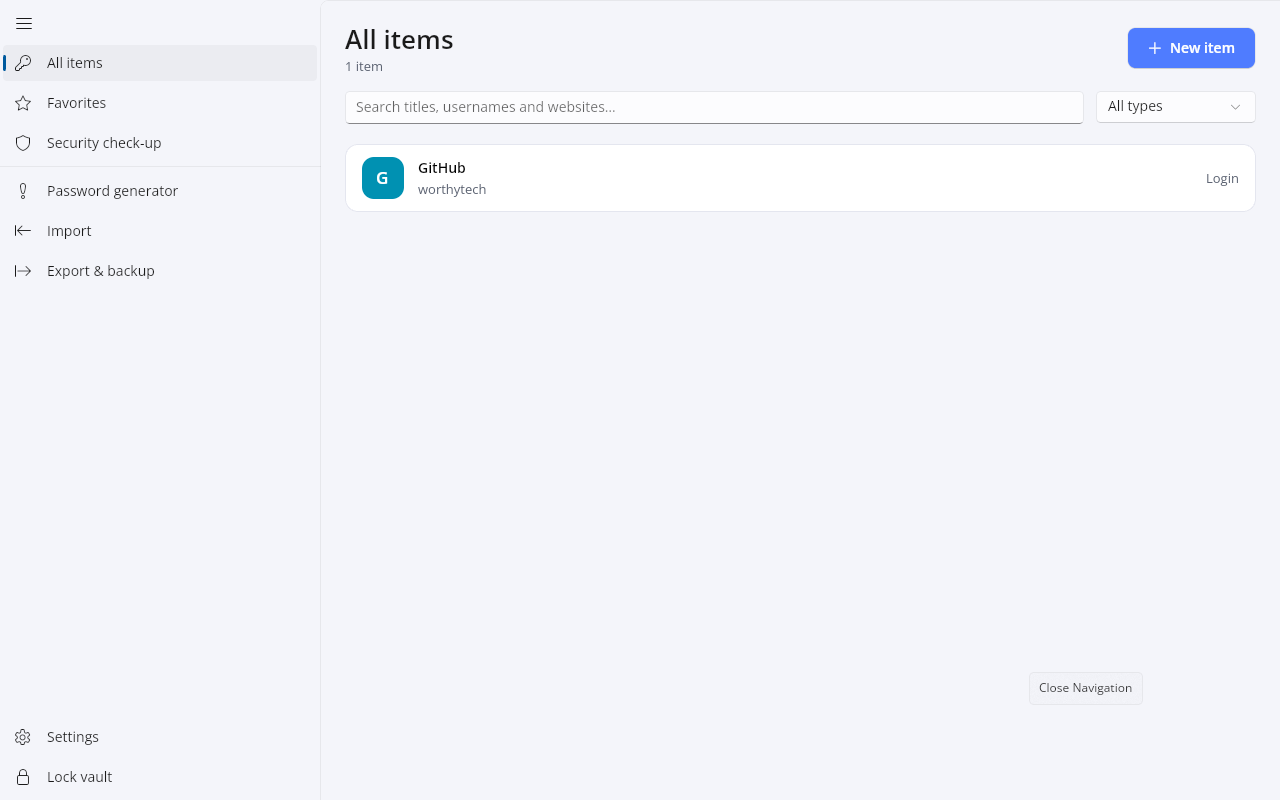 WorthyID vault list of items